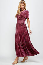 Load image into Gallery viewer, Rose Velvet Ruffled Dress w/Pockets!
