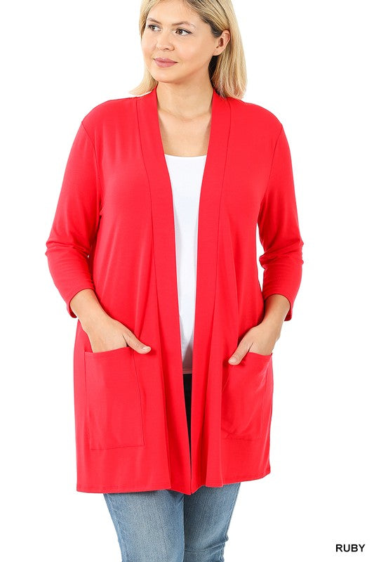 Sale! Ruby Red Open Pocket Cardigan ( S-2XL)