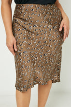 Load image into Gallery viewer, SALLY  Satin Leopard Printed Midi Skirt (1-3X)
