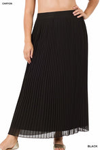 Load image into Gallery viewer, Black Chiffon Pleated Skirt
