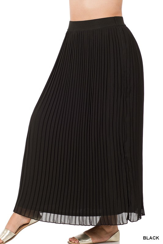 Black Chiffon Pleated Skirt