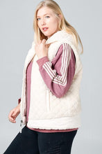 Load image into Gallery viewer, Sale! Hooded Quilted Faux Fur  Reversible Vests Curvy Off White and Charcoal
